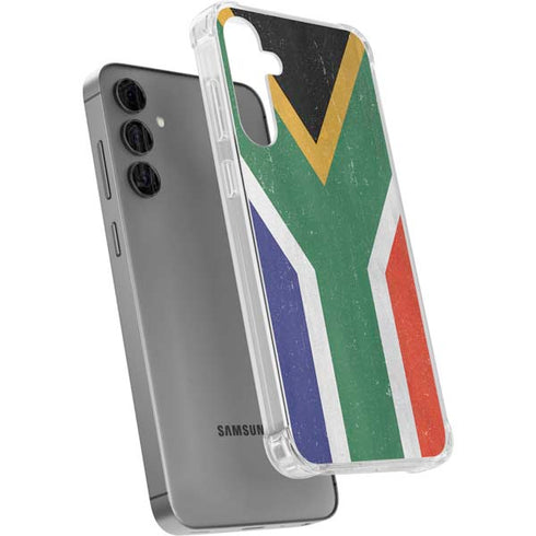 South Africa Flag Distressed Galaxy S24 Plus Clear Case